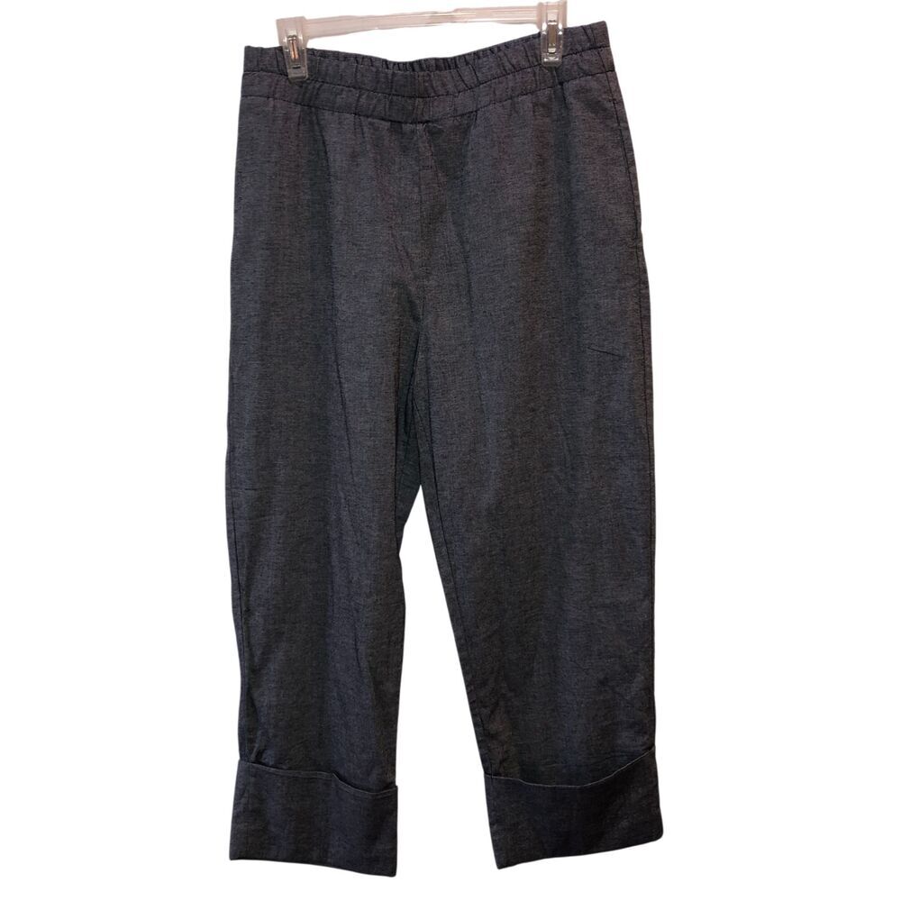 Zara Womens Large Gray Elastic Waist Pull On Cuffed Cropped Pants Trousers Sz L